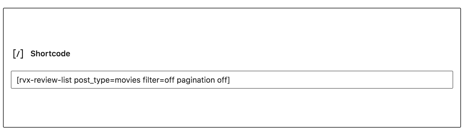 How to Use 'rvx-review-list' Shortcode to Display Review List of Custom Post Types. 1 rvx sc cpt review list
