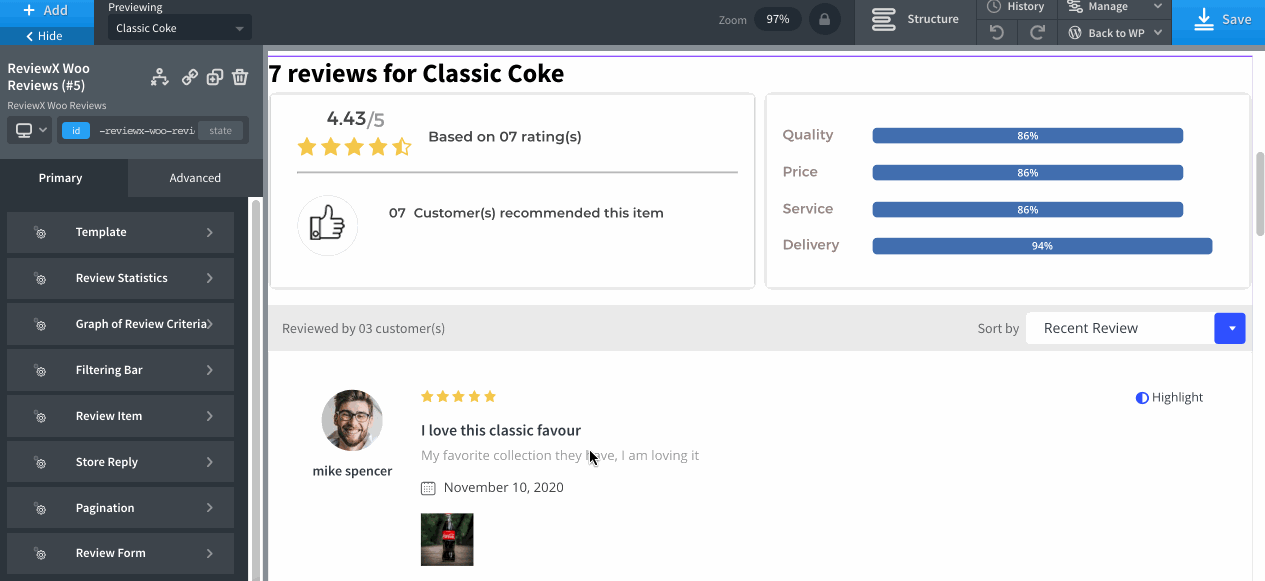 How To Display Multi-Criteria Customer Reviews In Oxygen Builder 12 multi-criteria customer reviews