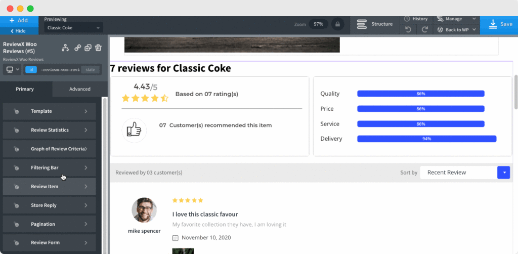 How To Display Multi-Criteria Customer Reviews In Oxygen Builder 11 multi-criteria customer reviews