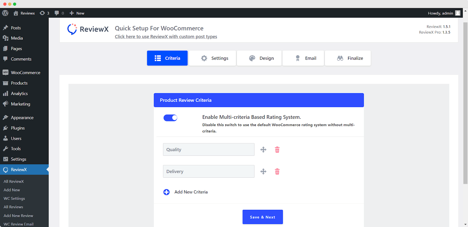 advanced settings panel