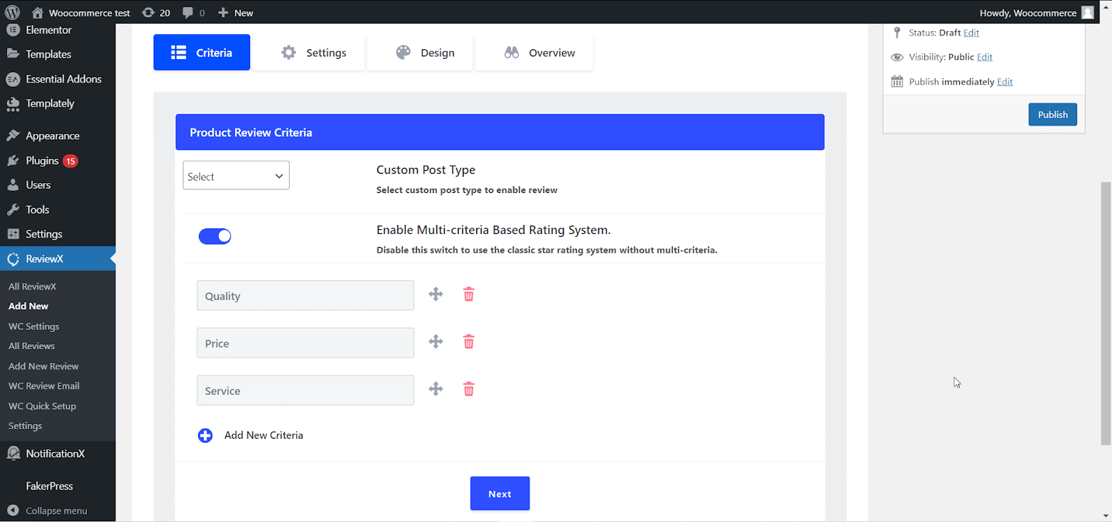 Manage Multiple Review Criteria