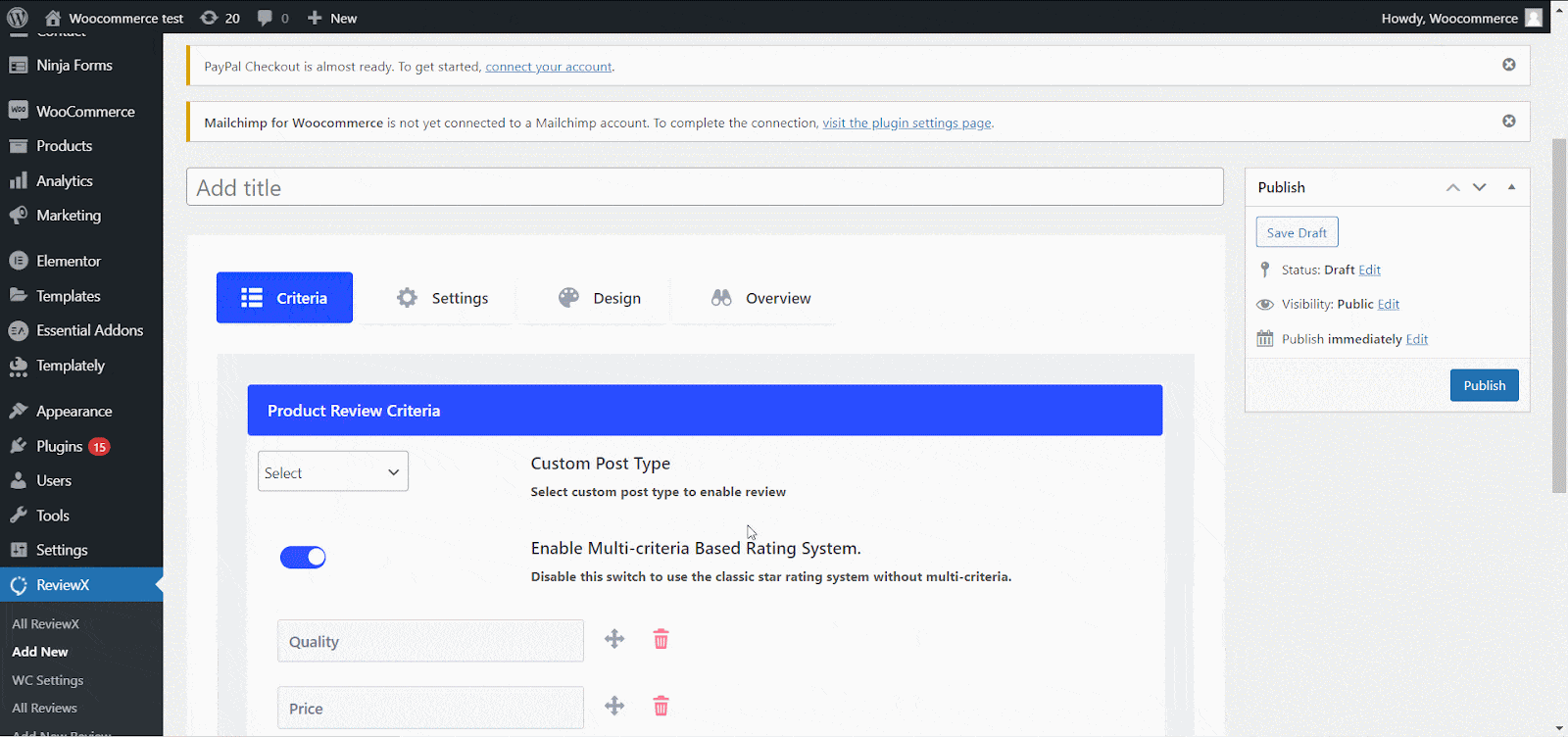 Manage Multiple Review Criteria