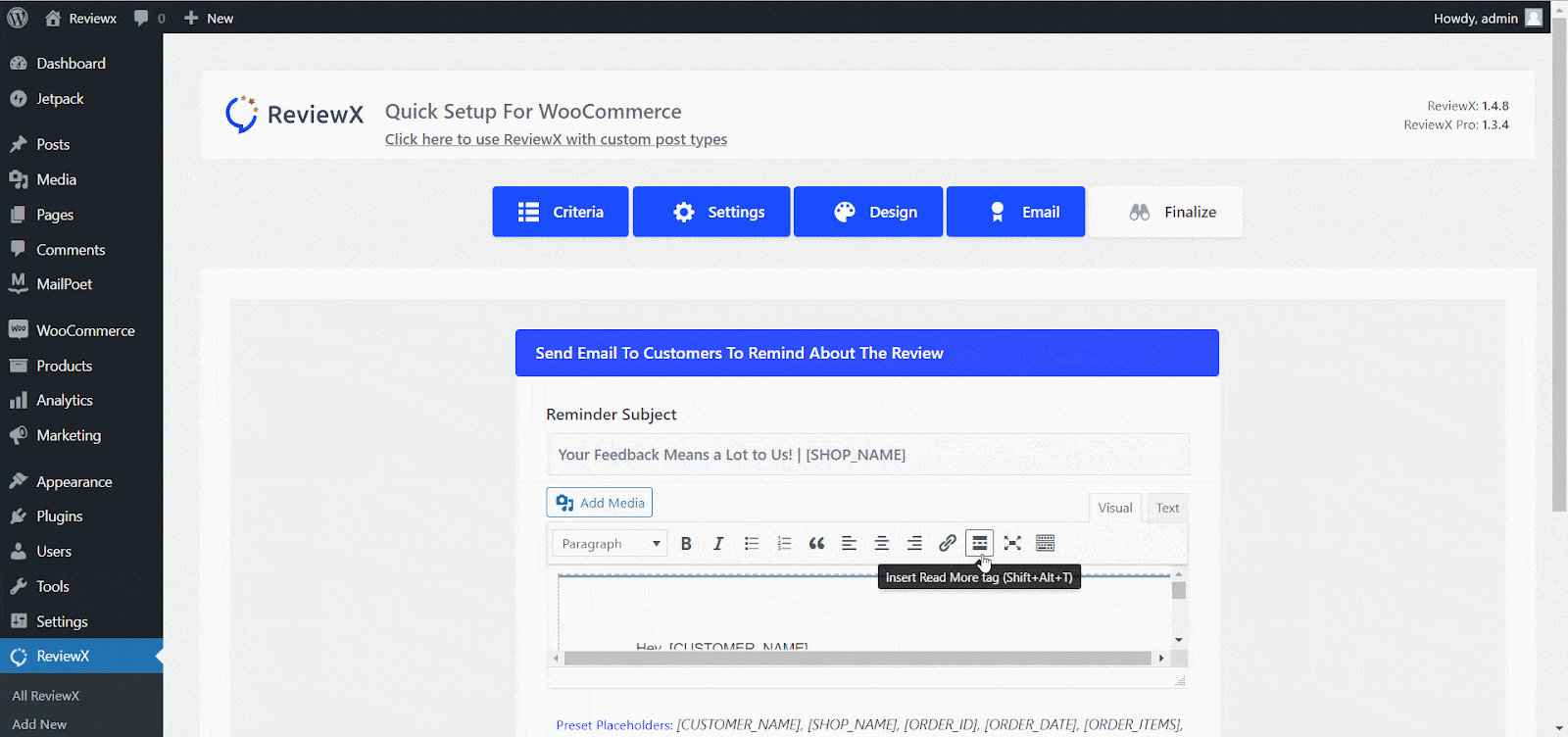 Test Review Reminder Email