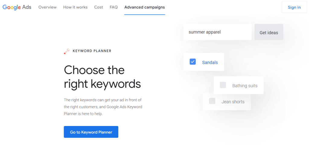 google keyword planner